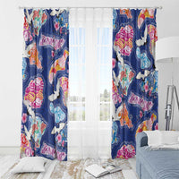 Hawaiian and Japanese Culture Together Window Curtain Hawaiian Archipelago Shape Sea Animals