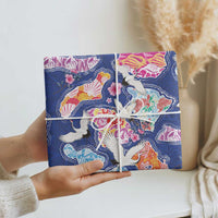 Hawaiian and Japanese Culture Together Wrapping Paper Hawaiian Archipelago Shape Sea Animals