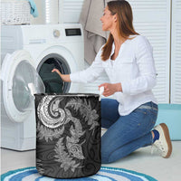 New Zealand Sea Animals with Maori Tribal Tattoo Laundry Basket Shark Manta Ray with Silver Fern Black LT03 - Polynesian Pride