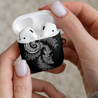 New Zealand Sea Animals with Maori Tribal Tattoo AirPods Case Shark Manta Ray with Silver Fern Black LT03 - Polynesian Pride
