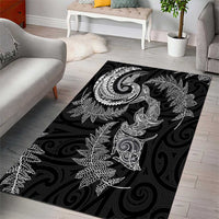 New Zealand Sea Animals with Maori Tribal Tattoo Area Rug Shark Manta Ray with Silver Fern Black LT03 - Polynesian Pride
