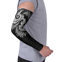 New Zealand Sea Animals with Maori Tribal Tattoo Arm Sleeves Shark Manta Ray with Silver Fern Black LT03 - Polynesian Pride