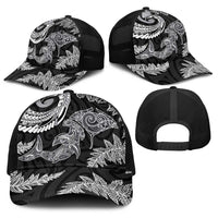 New Zealand Sea Animals with Maori Tribal Tattoo Baseball Net Cap Shark Manta Ray with Silver Fern Black LT03 - Polynesian Pride