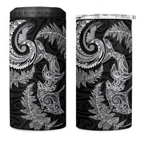 New Zealand Sea Animals with Maori Tribal Tattoo 4 in 1 Can Cooler Tumbler Shark Manta Ray with Silver Fern Black LT03 One Size: 16 oz Black - Polynesian Pride