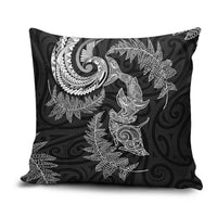 New Zealand Sea Animals with Maori Tribal Tattoo Pillow Cover Shark Manta Ray with Silver Fern Black LT03 Black - Polynesian Pride