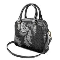 New Zealand Sea Animals with Maori Tribal Tattoo Shoulder Handbag Shark Manta Ray with Silver Fern Black LT03 - Polynesian Pride