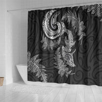 New Zealand Sea Animals with Maori Tribal Tattoo Shower Curtain Shark Manta Ray with Silver Fern Black LT03 - Polynesian Pride