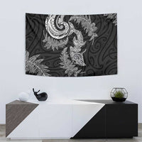 New Zealand Sea Animals with Maori Tribal Tattoo Tapestry Shark Manta Ray with Silver Fern Black LT03 - Polynesian Pride