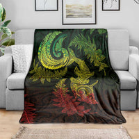 New Zealand Sea Animals with Maori Tribal Tattoo Blanket Shark Manta Ray with Silver Fern Reggae