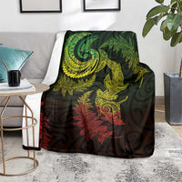 New Zealand Sea Animals with Maori Tribal Tattoo Blanket Shark Manta Ray with Silver Fern Reggae