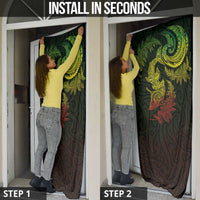 New Zealand Sea Animals with Maori Tribal Tattoo Door Cover Shark Manta Ray with Silver Fern Reggae