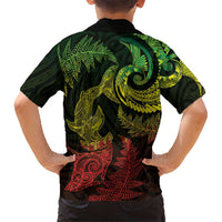 New Zealand Sea Animals with Maori Tribal Tattoo Family Matching Tank Maxi Dress and Hawaiian Shirt Shark Manta Ray with Silver Fern Reggae LT03 - Polynesian Pride