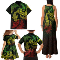 New Zealand Sea Animals with Maori Tribal Tattoo Family Matching Tank Maxi Dress and Hawaiian Shirt Shark Manta Ray with Silver Fern Reggae LT03 - Polynesian Pride