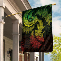 New Zealand Sea Animals with Maori Tribal Tattoo Garden Flag Shark Manta Ray with Silver Fern Reggae LT03 House Flag Reggae - Polynesian Pride