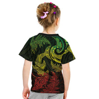 New Zealand Sea Animals with Maori Tribal Tattoo Kid T Shirt Shark Manta Ray with Silver Fern Reggae LT03 - Polynesian Pride