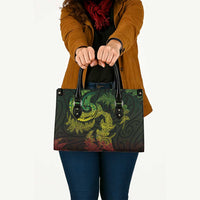 New Zealand Sea Animals with Maori Tribal Tattoo Leather Bag Shark Manta Ray with Silver Fern Reggae LT03 - Polynesian Pride