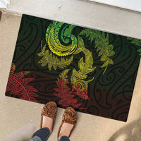 New Zealand Sea Animals with Maori Tribal Tattoo Rubber Doormat Shark Manta Ray with Silver Fern Reggae LT03 - Polynesian Pride