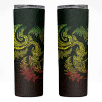 New Zealand Sea Animals with Maori Tribal Tattoo Skinny Tumbler Shark Manta Ray with Silver Fern Reggae LT03 Reggae - Polynesian Pride