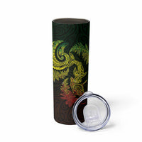 New Zealand Sea Animals with Maori Tribal Tattoo Skinny Tumbler Shark Manta Ray with Silver Fern Reggae LT03 - Polynesian Pride