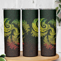 New Zealand Sea Animals with Maori Tribal Tattoo Skinny Tumbler Shark Manta Ray with Silver Fern Reggae LT03 - Polynesian Pride