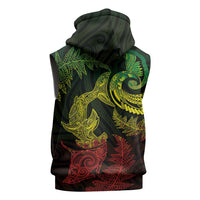 New Zealand Sea Animals with Maori Tribal Tattoo Sleeveless Hoodie Shark Manta Ray with Silver Fern Reggae LT03 - Polynesian Pride