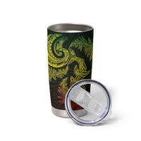 New Zealand Sea Animals with Maori Tribal Tattoo Tumbler Cup Shark Manta Ray with Silver Fern Reggae LT03 - Polynesian Pride