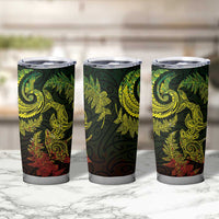 New Zealand Sea Animals with Maori Tribal Tattoo Tumbler Cup Shark Manta Ray with Silver Fern Reggae LT03 - Polynesian Pride