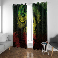 New Zealand Sea Animals with Maori Tribal Tattoo Window Curtain Shark Manta Ray with Silver Fern Reggae LT03 With Grommets Reggae - Polynesian Pride