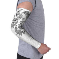 New Zealand Sea Animals with Maori Tribal Tattoo Arm Sleeves Shark Manta Ray with Silver Fern White LT03 - Polynesian Pride