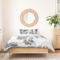 New Zealand Sea Animals with Maori Tribal Tattoo Bedding Set Shark Manta Ray with Silver Fern White LT03 - Polynesian Pride