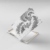 New Zealand Sea Animals with Maori Tribal Tattoo Canvas Wall Art Shark Manta Ray with Silver Fern White LT03 With Frame White - Polynesian Pride
