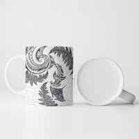New Zealand Sea Animals with Maori Tribal Tattoo Ceramic Mug Shark Manta Ray with Silver Fern White LT03 - Polynesian Pride