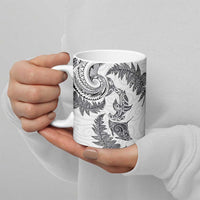 New Zealand Sea Animals with Maori Tribal Tattoo Ceramic Mug Shark Manta Ray with Silver Fern White LT03 - Polynesian Pride
