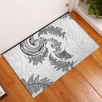 New Zealand Sea Animals with Maori Tribal Tattoo Rubber Doormat Shark Manta Ray with Silver Fern White LT03 - Polynesian Pride