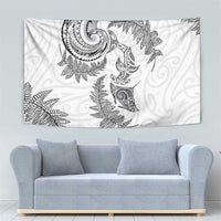 New Zealand Sea Animals with Maori Tribal Tattoo Tapestry Shark Manta Ray with Silver Fern White LT03 - Polynesian Pride