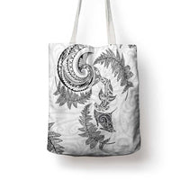New Zealand Sea Animals with Maori Tribal Tattoo Tote Bag Shark Manta Ray with Silver Fern White LT03 - Polynesian Pride