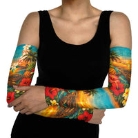 Hawaiian Turtles on Beach Arm Sleeves with Pineapple Tropical Plant and Lei