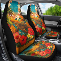 Hawaiian Turtles on Beach Car Seat Cover with Pineapple Tropical Plant and Lei