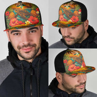 Hawaiian Turtles on Beach Mesh Trucker Cap with Pineapple Tropical Plant and Lei