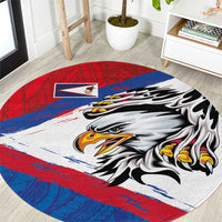 American Samoa Flag Day Round Carpet Polynesian Art Geometric with Flag Brush Style