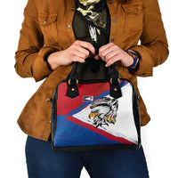 American Samoa Flag Day Shoulder Handbag Polynesian Art Geometric with Flag Brush Style