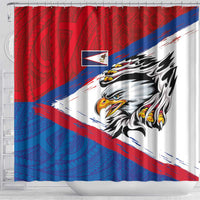 American Samoa Flag Day Shower Curtain Polynesian Art Geometric with Flag Brush Style