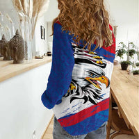 American Samoa Flag Day Women Casual Shirt Polynesian Art Geometric with Flag Brush Style