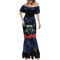New Zealand Maori Matariki Mermaid Dress Hongi Tui Bird Pohutukawa and Polynesia Tribal LT03 - Polynesian Pride