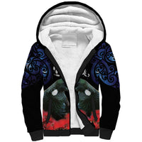New Zealand Maori Matariki Sherpa Hoodie Hongi Tui Bird Pohutukawa and Polynesia Tribal LT03 Unisex Black - Polynesian Pride
