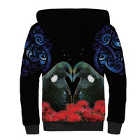 New Zealand Maori Matariki Sherpa Hoodie Hongi Tui Bird Pohutukawa and Polynesia Tribal LT03 - Polynesian Pride