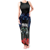 New Zealand Maori Matariki Tank Maxi Dress Hongi Tui Bird Pohutukawa and Polynesia Tribal LT03 Women Black - Polynesian Pride