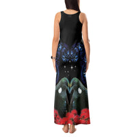 New Zealand Maori Matariki Tank Maxi Dress Hongi Tui Bird Pohutukawa and Polynesia Tribal LT03 - Polynesian Pride