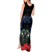 New Zealand Maori Matariki Tank Maxi Dress Hongi Tui Bird Pohutukawa and Polynesia Tribal LT03 - Polynesian Pride