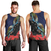 New Zealand Maori Hongi Culture Men Tank Top Tui Bird Pohutukawa and Polynesian Pattern LT03 - Polynesian Pride